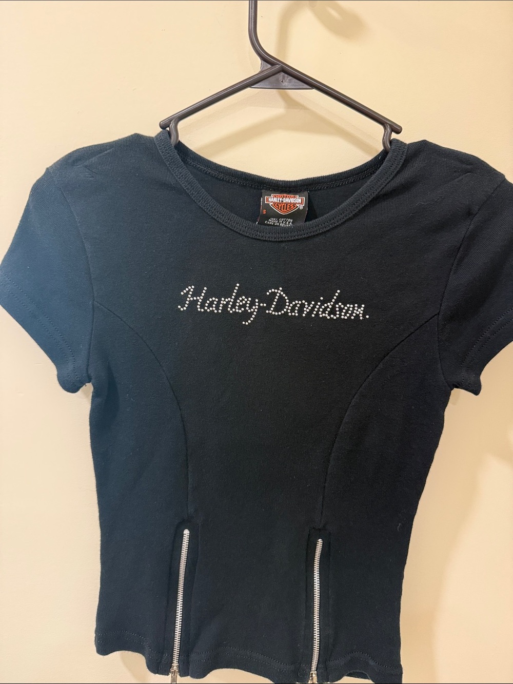 Harley-Davidson Black Short-Sleeve Rhinestone Script Tee